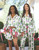 Full-Length Ruffled PJ Set with Velvet Tie - Ivory + Topiaries