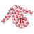 Long Sleeve Ruffled Top + Ruffled Short PJ Set with Velvet Tie - Blue Gingham + Red Roses