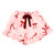 Cropped + Ruffled Short PJ Set With Velvet Ties - Blush + Striped Bows