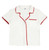 Bamboo Short Sleeve Top + Square Short PJ Set with Whip Stitch - White + Burgundy