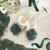 Plush Slippers - Ivory + Forest Green Pom Pom