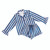 Long Sleeve Ruffle Top + Ruffle Short PJ Set With Velvet Tie - White + Ocean Blue Cabana Stripe