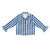 Long Sleeve Ruffle Top + Ruffle Short PJ Set With Velvet Tie - White + Ocean Blue Cabana Stripe