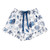 Cropped + Ruffled Short PJ Set with Velvet Ties - White + Ocean Blue Shells