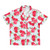 Short Sleeve Top + Square Short PJ Set with Velvet Tie - Blue Gingham + Red Roses