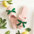 Teddy Velvet Bow Slippers - Light Pink + Green Velvet Bow 