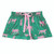 Short Sleeve Top + Square Short PJ Set with Velvet Tie - Green + Cheetahs