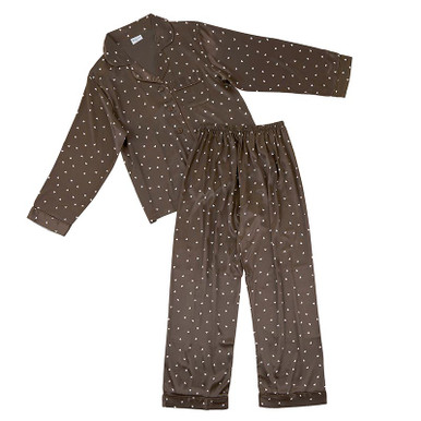 Full Length PJ Set - Brown/White Hearts - [Consumer]Bella Sleep + Spa