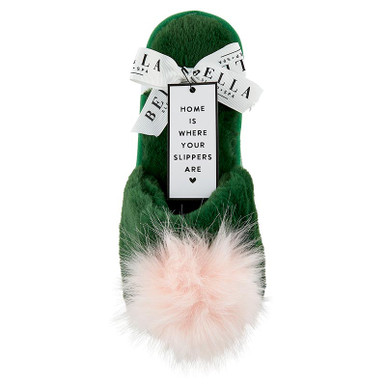 Plush Slippers Green Blush Pom Pom [Consumer]Bella Sleep Spa