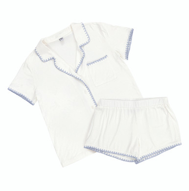 Girl's Daisy Daydream Bamboo Pajama Short Set In Blue Size 12-18M | Stitchy Fish