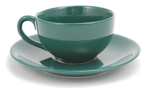 Green Teacup with Saucer