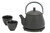 Black Bamboo Basket Cast Iron Tea Set