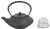 Saucer Style Black Bamboo Cast Iron Teapot