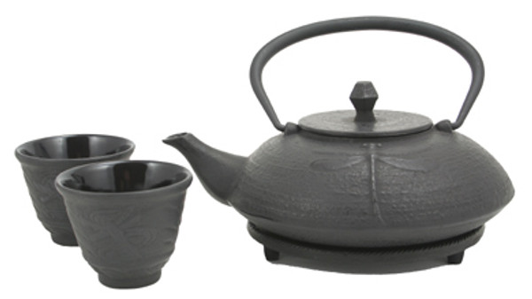 Black Dragonfly Cast Iron Tea Set