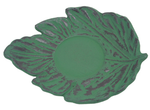 Green Maple Leaf Cast Iron Saucer