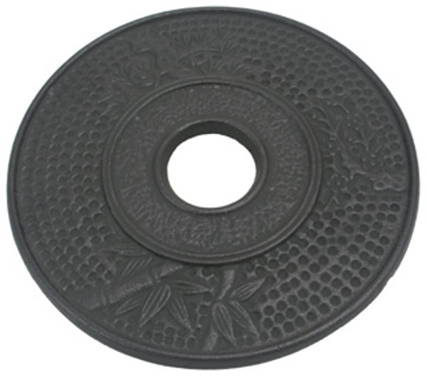 Large Black Bamboo Cast Iron Trivet