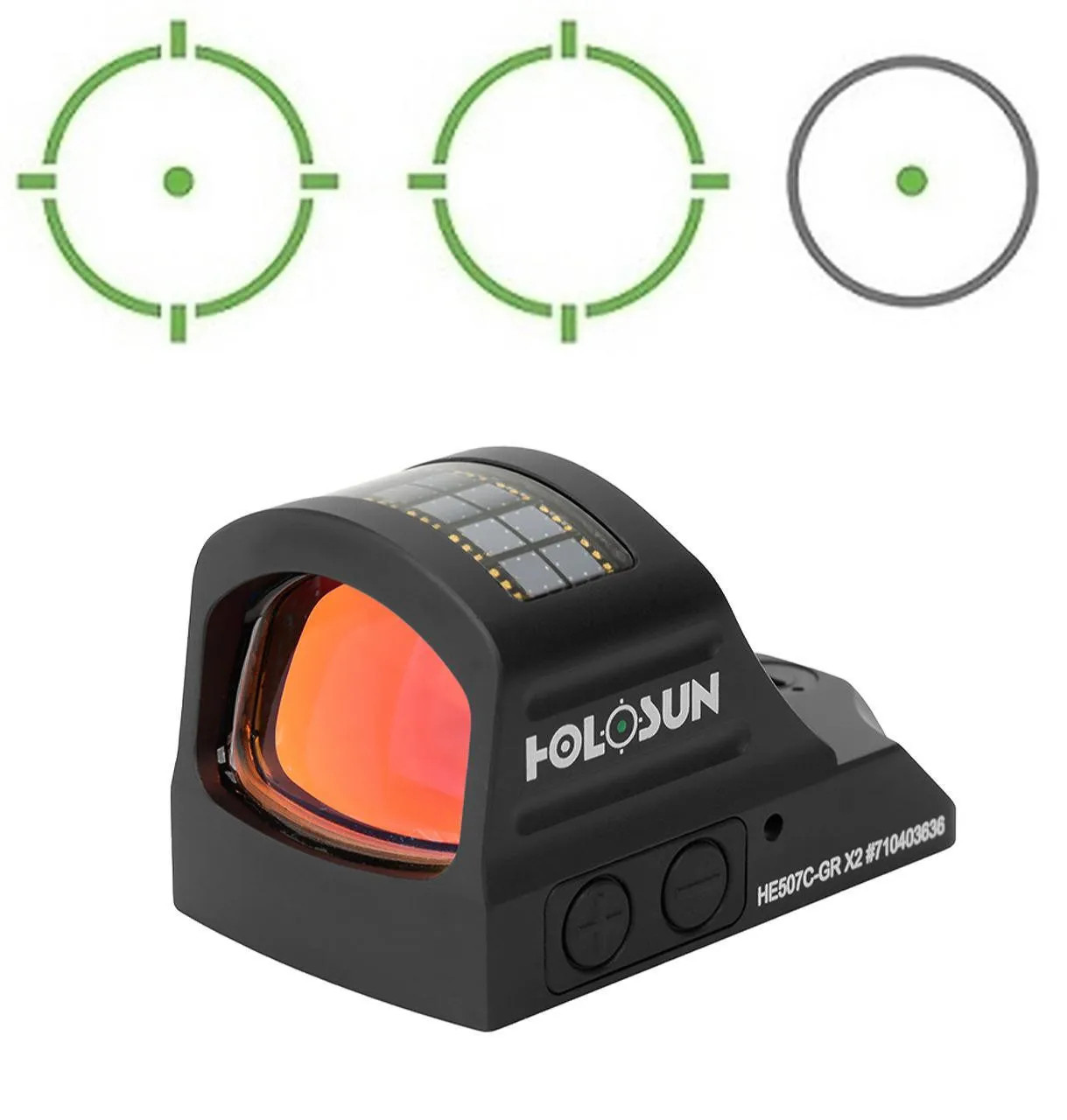 Holosun HS507C X2 GREEN DOT Series Open Reflex Solar/Battery Powered Dot