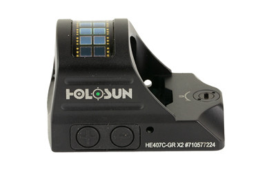 Holosun 407C X2 Open Reflex Sight 2MOA Dot - Green Dot (RMR Foorprint)