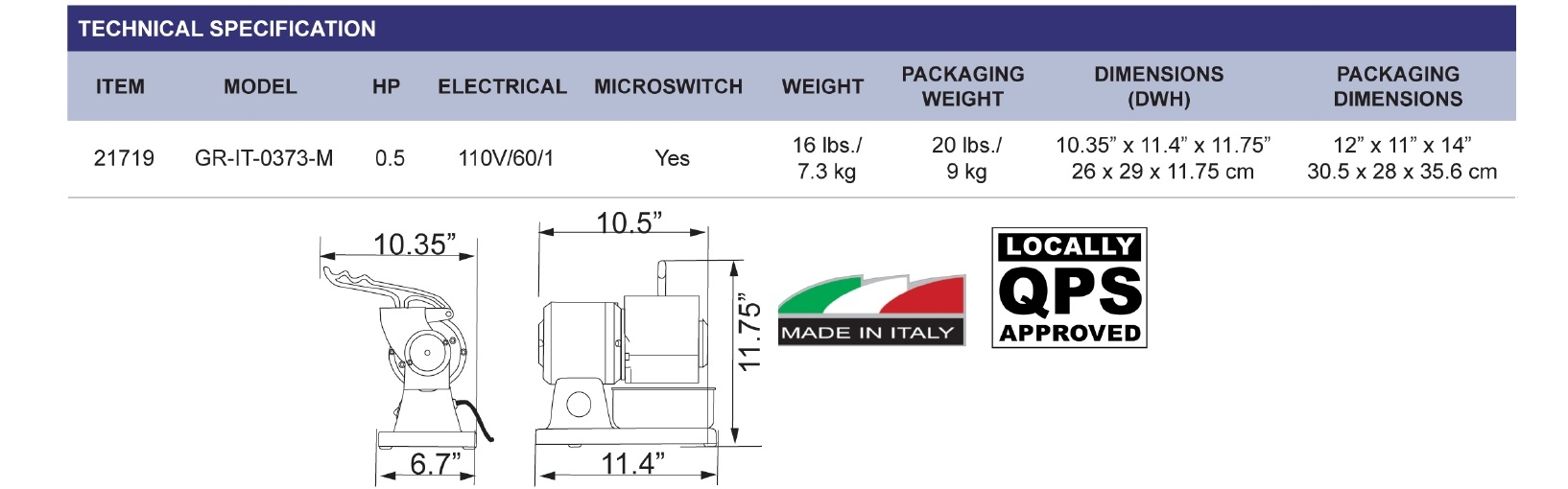 Stainless Steel Cheese Grater with Microswitch and 0.5 HP Motor – Omcan