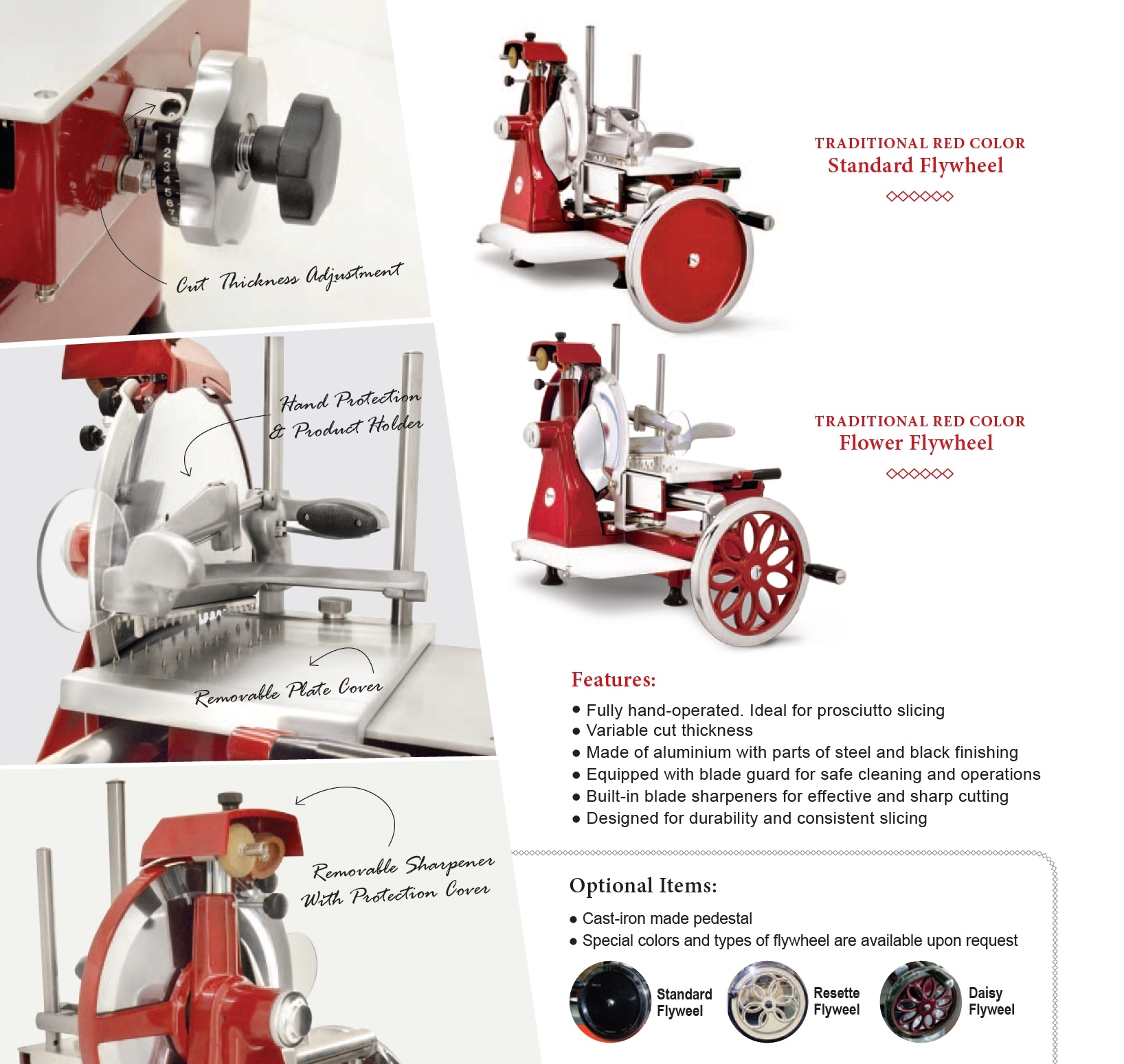 Omcan 26073 Volano 12 Manual Meat Slicer with Flower Wheel