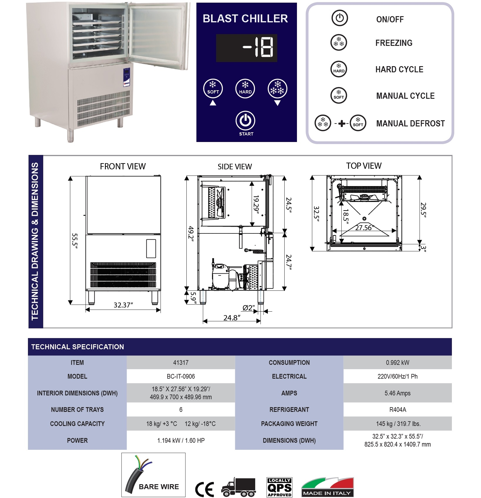 Omcan 1 60 Hp Blast Chiller Fits 6 Trays