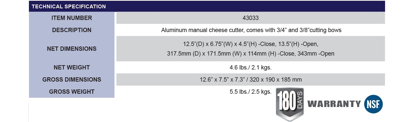 Aluminum Manual Easy Cheese Cutter – Omcan