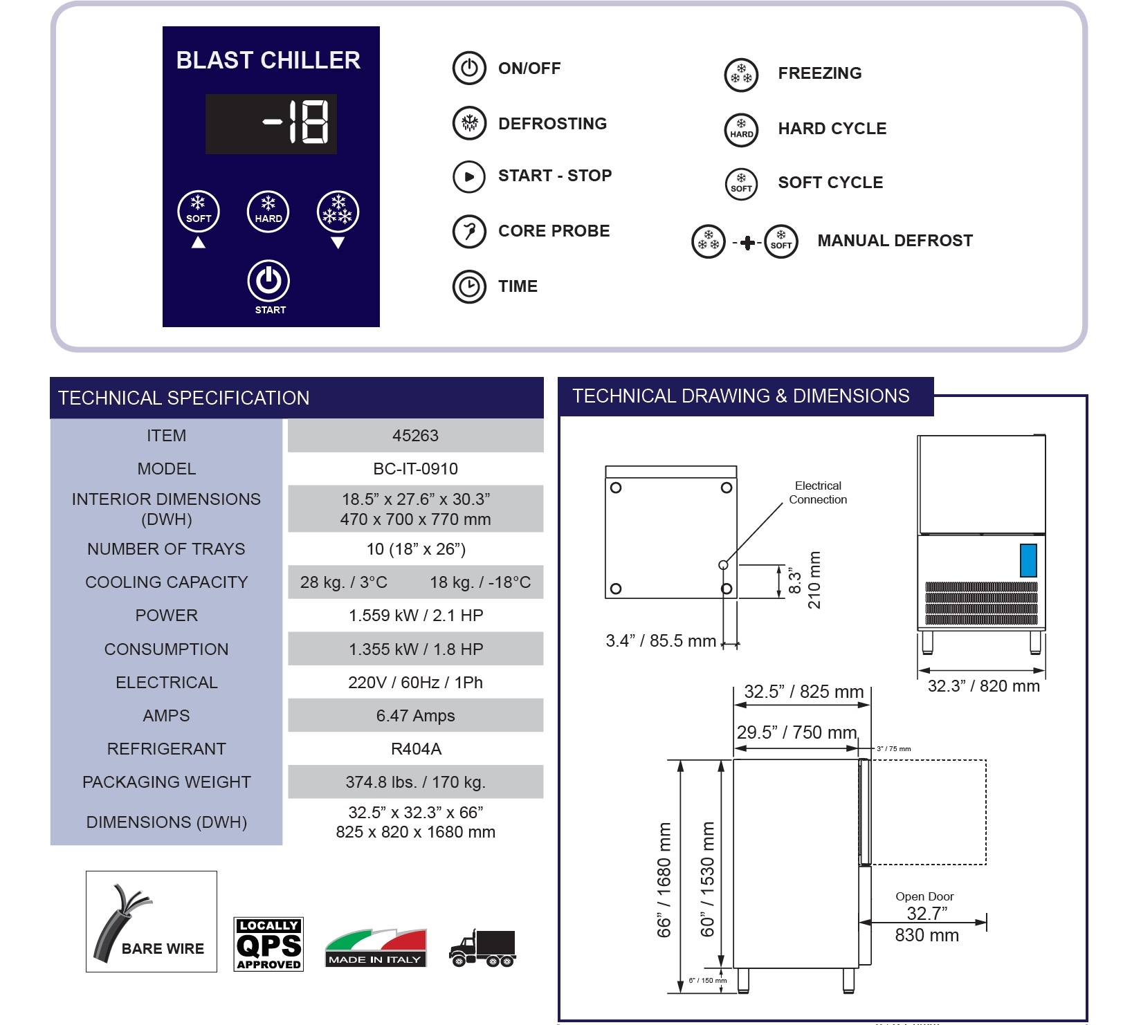 Omcan 2 1 Hp Blast Chiller Fits 10 Trays