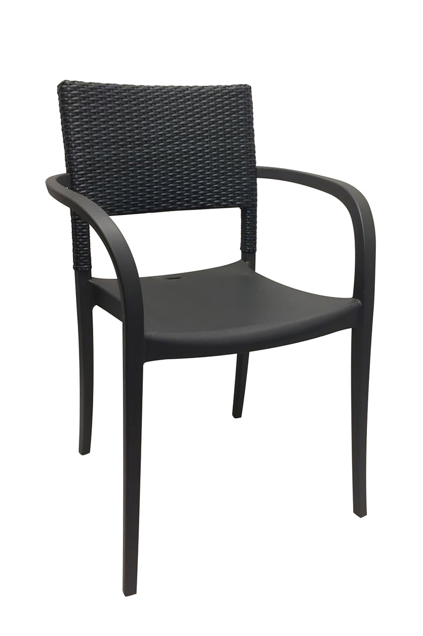 Grosfillex - Java Charcoal Stacking Armchair (16 Pack)