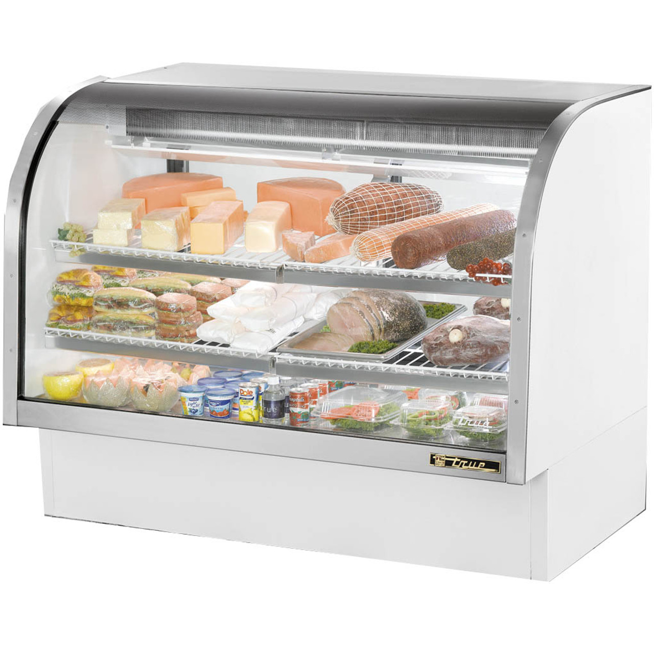 True - 60" White Curved Glass Display Case - TCGG-60-HC-LD