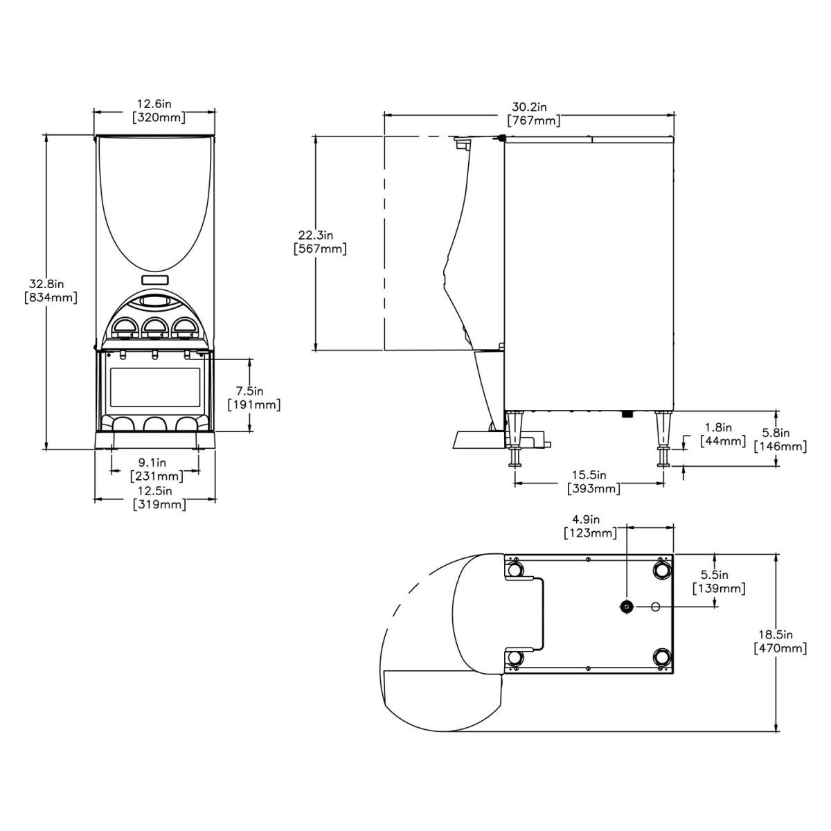 BUNN - iMIX-3 Hot Beverage System w/ 3 Hoppers & Portion Control
