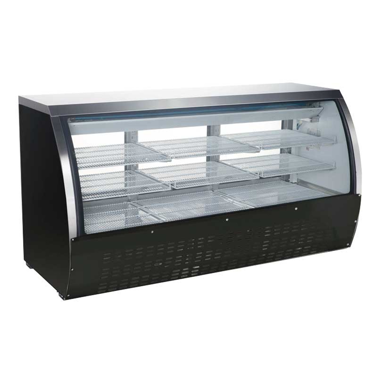 Omcan - 82" Curved Glass Black Coated Steel Refrigerated Display Case - 50078