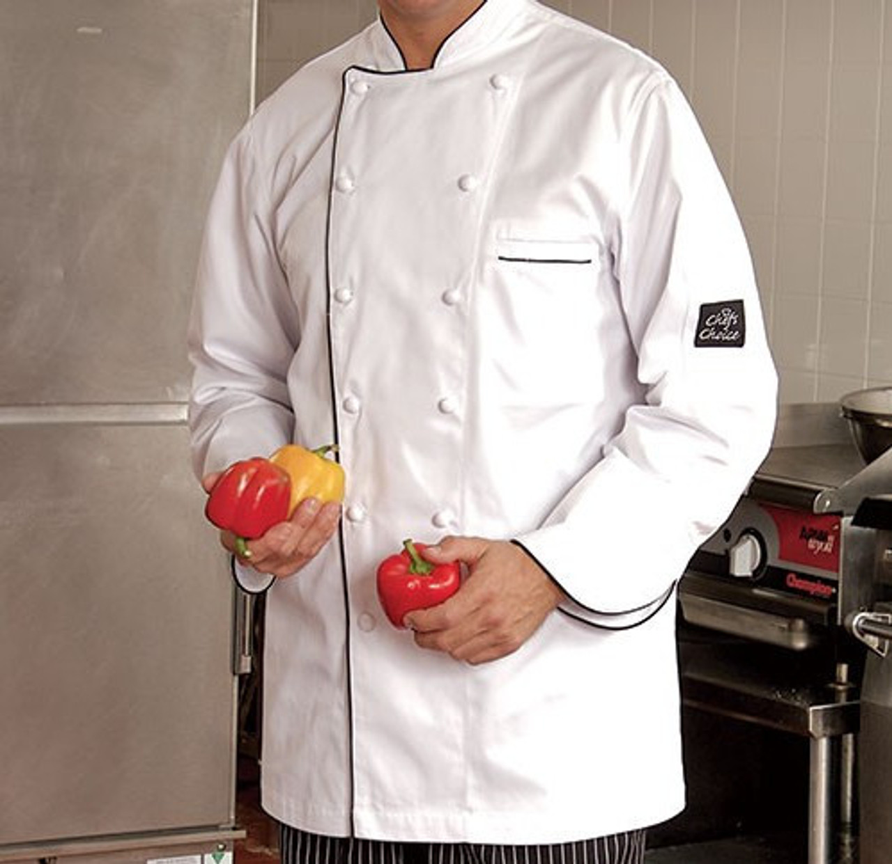 Premium - X-Small White Chef Coat with Black Trim - 5325XS