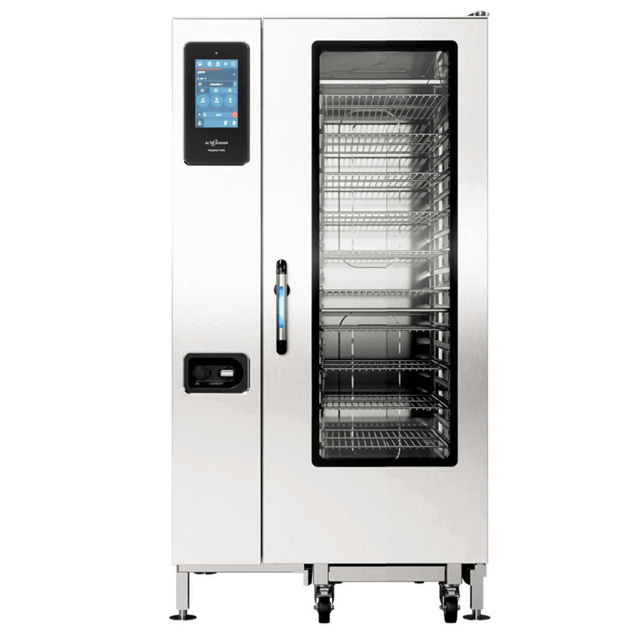 Alto-Shaam 20-10G Pro Prodigi Natural Gas Boiler-Free Roll-In 20 Pan Combi Oven- 208-240V,  3 Phase