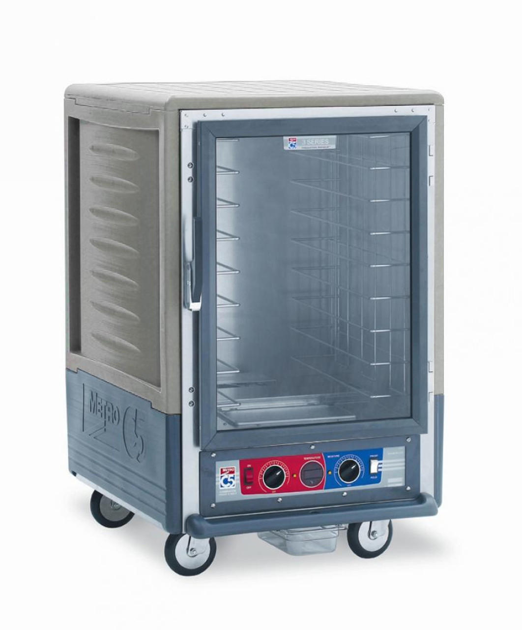 Metro - C5 3 Series Gray Insulated Low Wattage Half Size Heated Holding and Proofing Cabinet with Fixed Wire Slides and Clear Door - C535-CLFC-4-GY