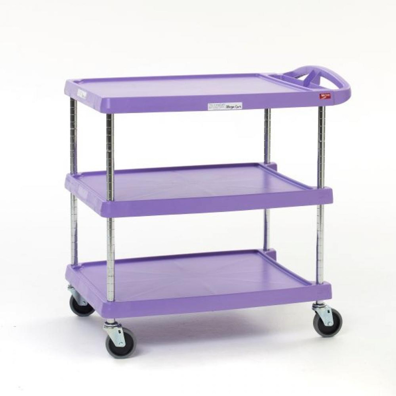 Metro - 24" x 34" myCart MY2030-34AP Purple Utility Cart with Three Shelves and Chrome Posts - MY2030-34AP