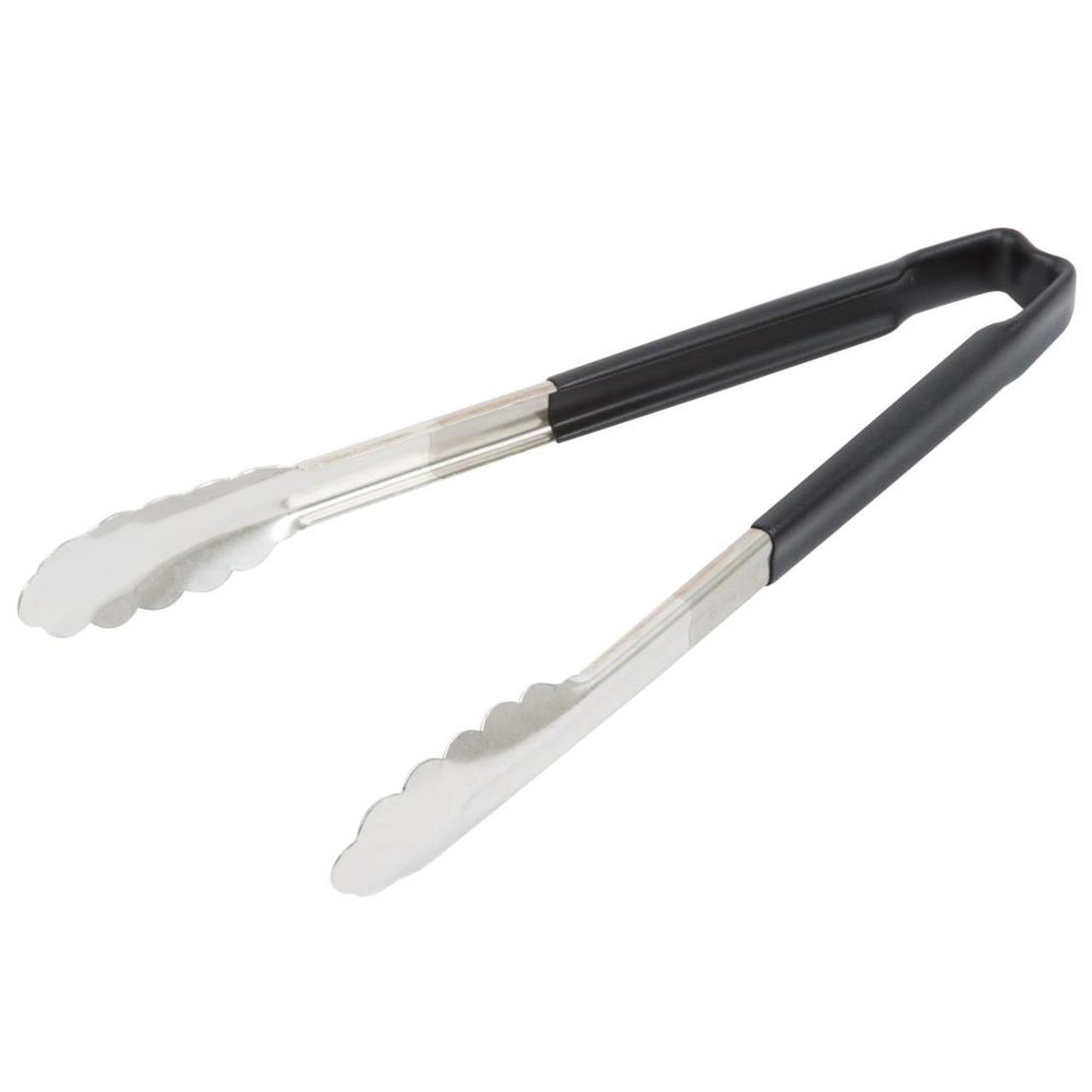 Vollrath - Jacob's Pride 12" Stainless Steel Scalloped Tongs with Black Coated Kool Touch® Handle