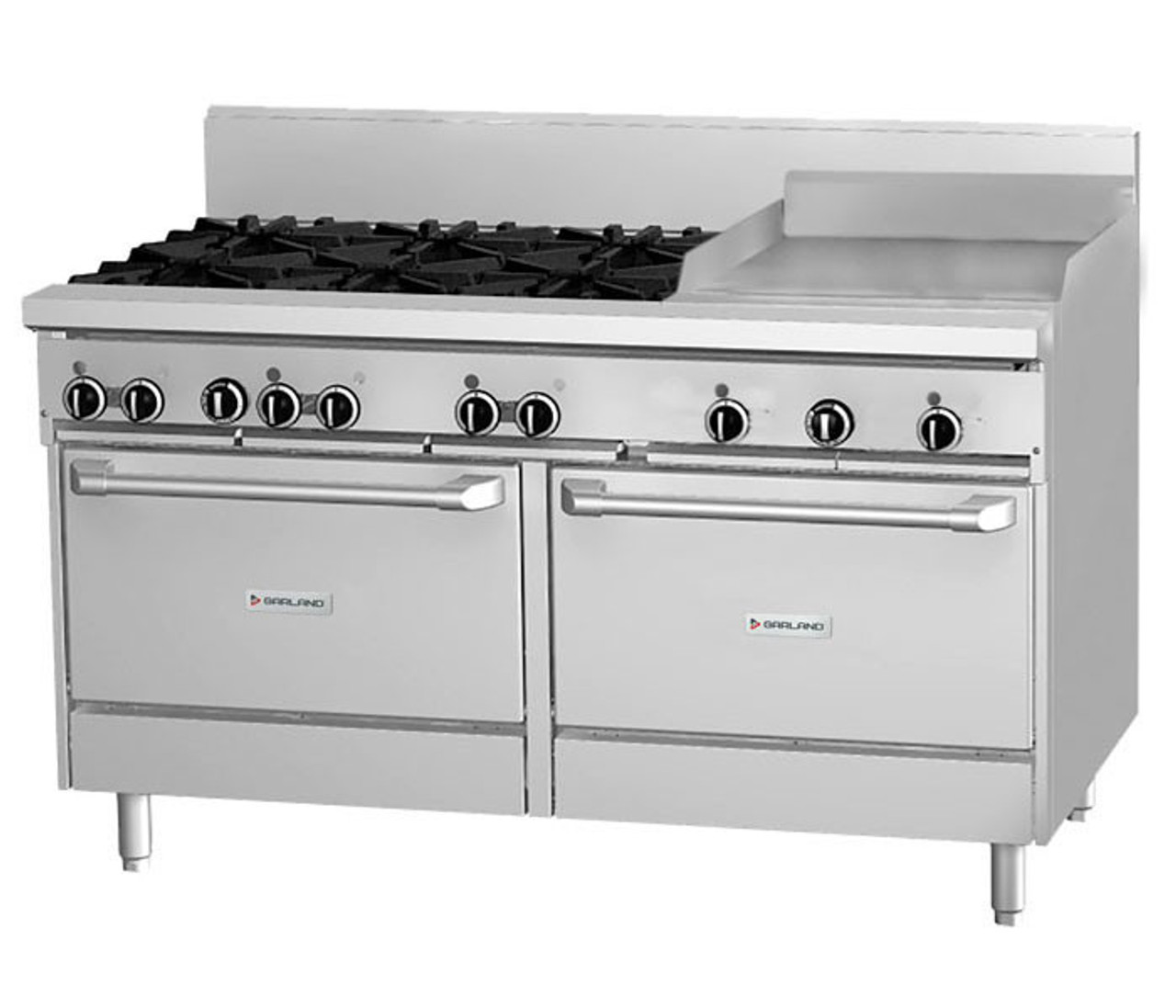 Garland - GF Series 48" Natural Gas Range w/ 2 Space Saver Ovens, 6 Open Burners, 12" Griddle & Electric Spark Ignition 240V - GFE48-6G12LL
