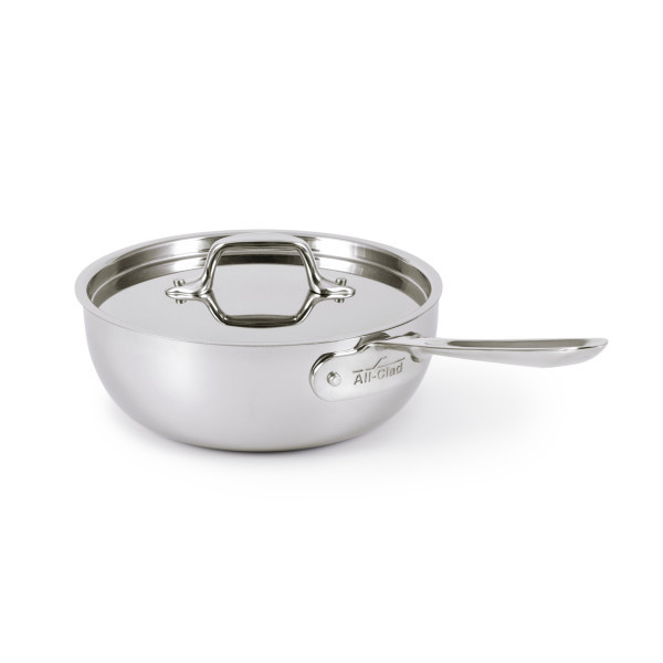 All-Clad D3 Stainless 3-ply Bonded Cookware 2qt Saucier with Lid | 4212R - Thumbnail 3