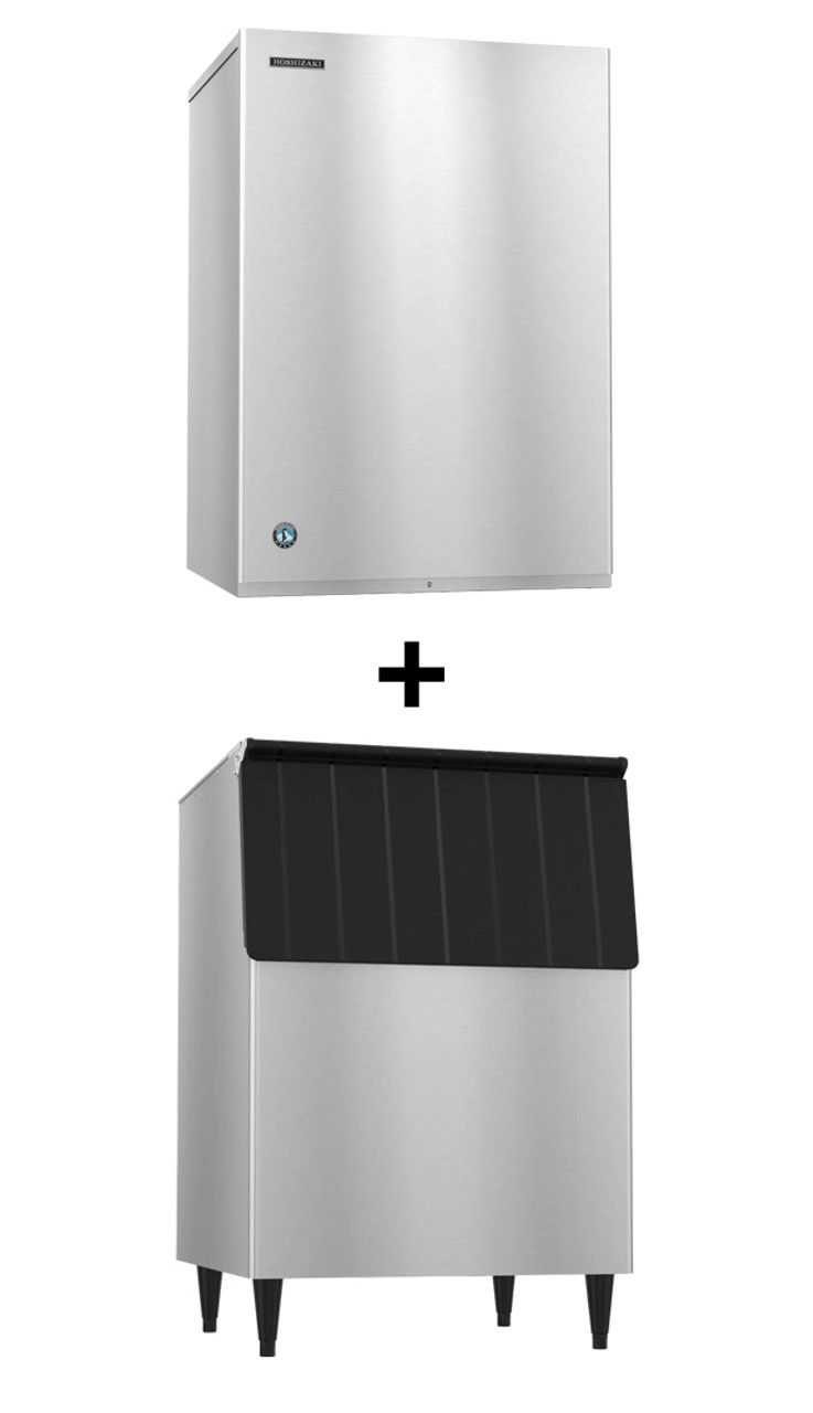 Hoshizaki - 1594 lb 30" Remote Cooled Crescent Cube Ice Machine With 500 lb Storage Bin - KM-1601MRJZ+B-500SF