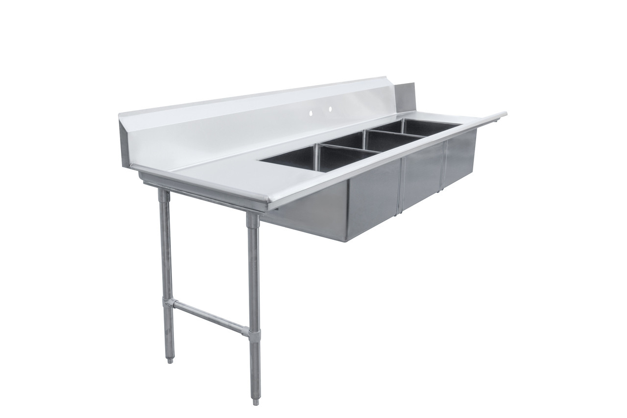 Omcan - 108" Left Side Soiled Dish Table w/ 3 Sinks - 48501