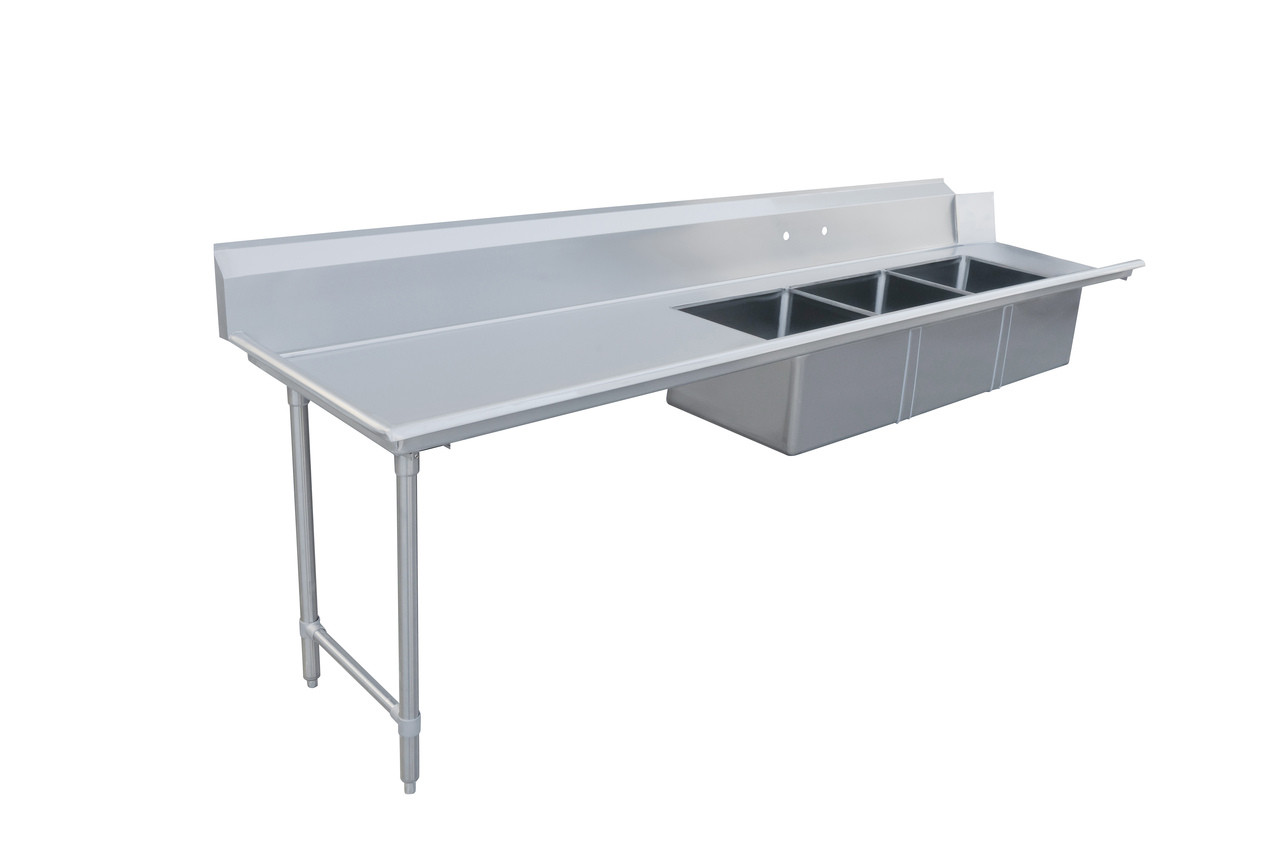 Omcan - 96" Left Side Soiled Dish Table w/ 3 Sinks - 48499