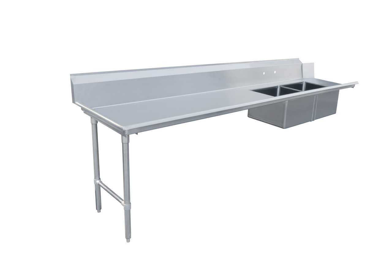 Omcan - 120" Left Side Soiled Dish Table w/ 2 Sinks - 48493