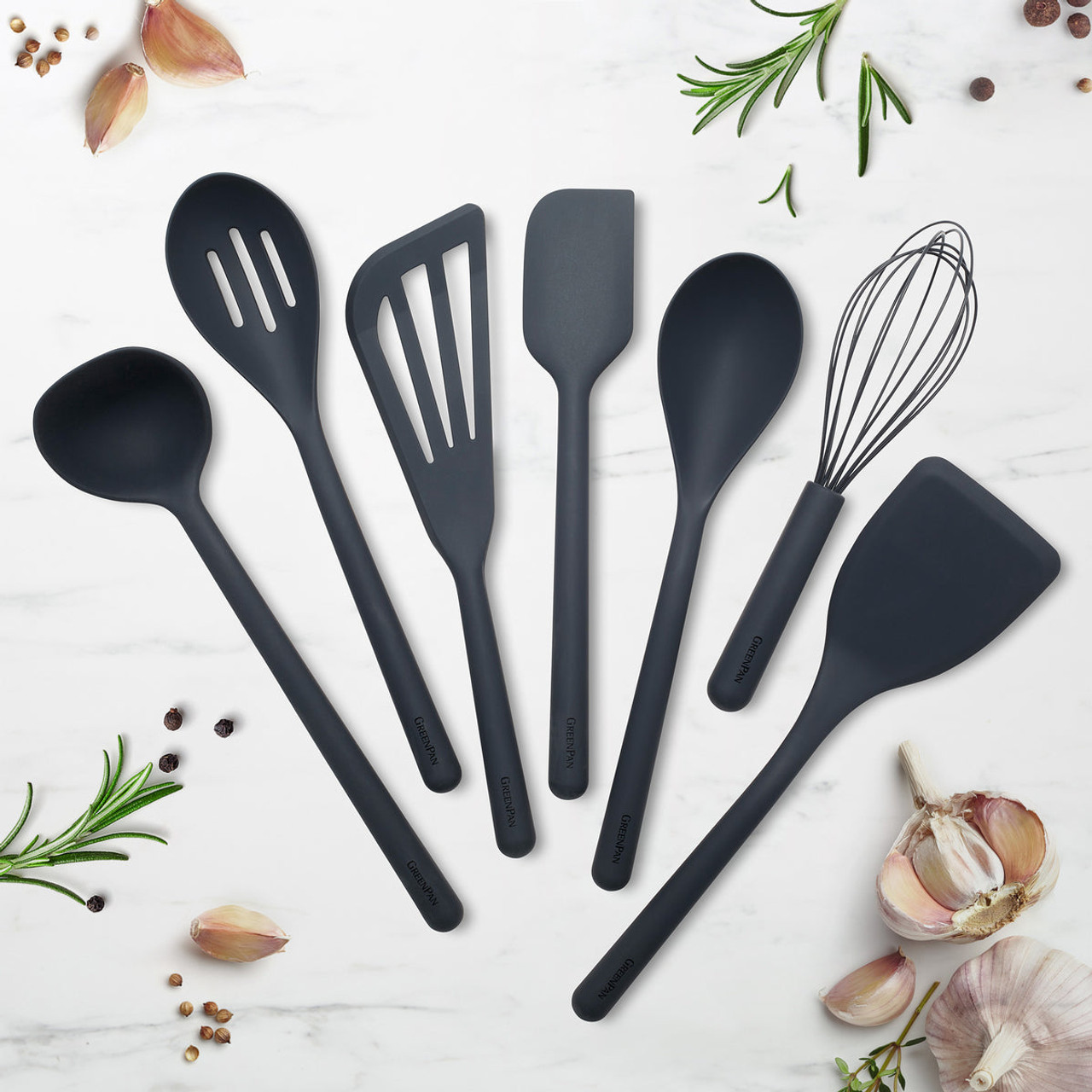 GreenPan -  7 PC Charcoal Grey Silicone Starter Tool Set
