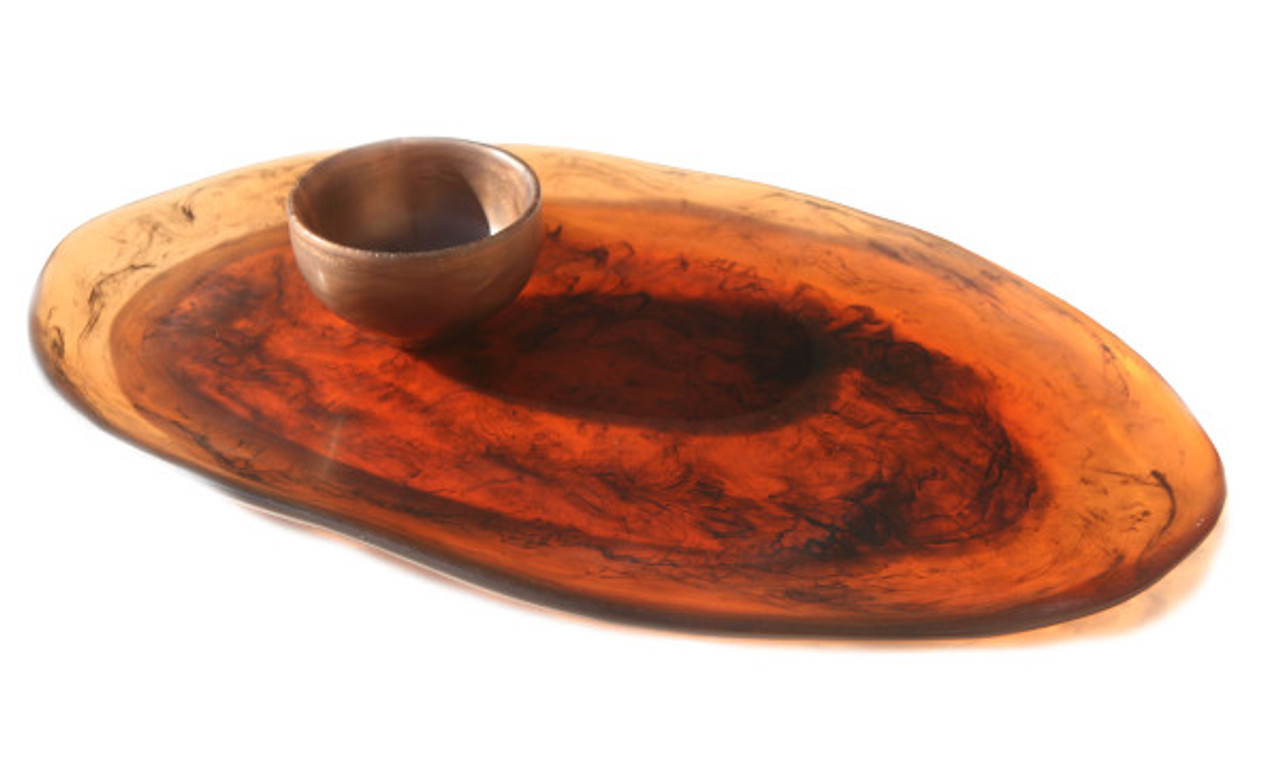 Kenny Mack - 24" x 14" x 1.5" Tortoise Wave Wide Oval Tray - KMK2717TOR
