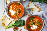 Spicy Chickpea Soup with Ginger and Spinach