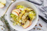 Fall Salad with Bibb Lettuce, Shaved Fennel, Apple, Toasted Pumpkin Seeds, and a Warm Bacon Apple Cider Vinaigrette