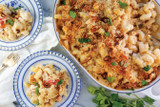 Lobster Mac and Cheese with a Crispy Shallot Herbed Crust