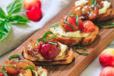 Grilled Cherry and Brie Crostini