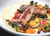 Roasted Sausage & Veggies with Creamy Polenta