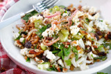 Celery, Fennel, and Farro Salad with Pecans, Raisins, and Gorgonzola